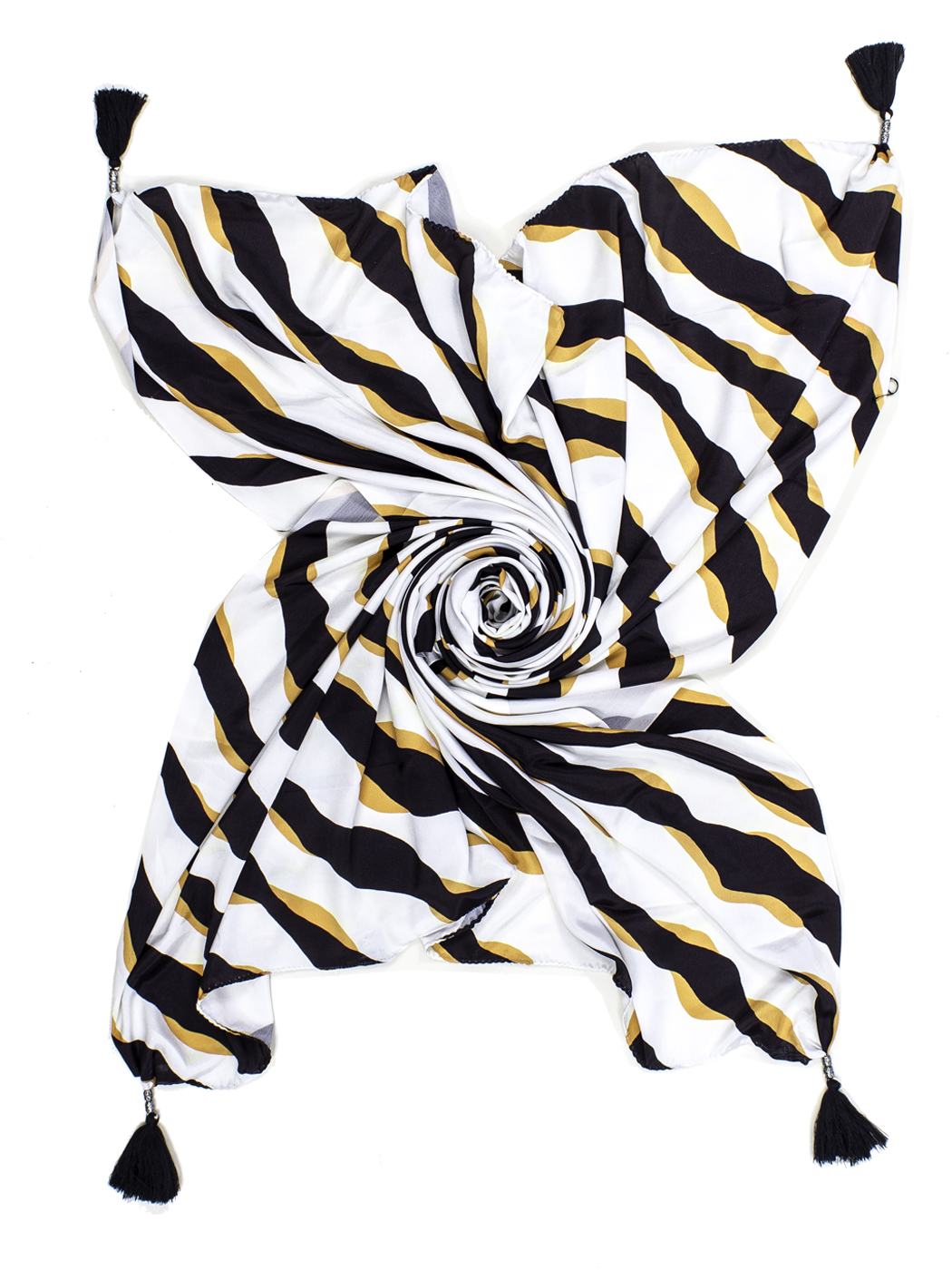 STOLA STAMPATA CON TASSEL, 100X180